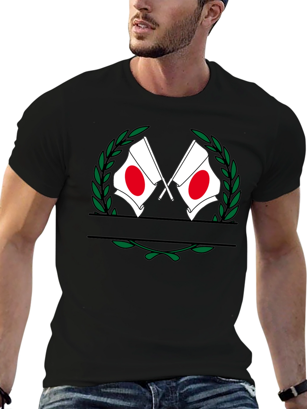 Japanese Flag Wreath Graphic Tee