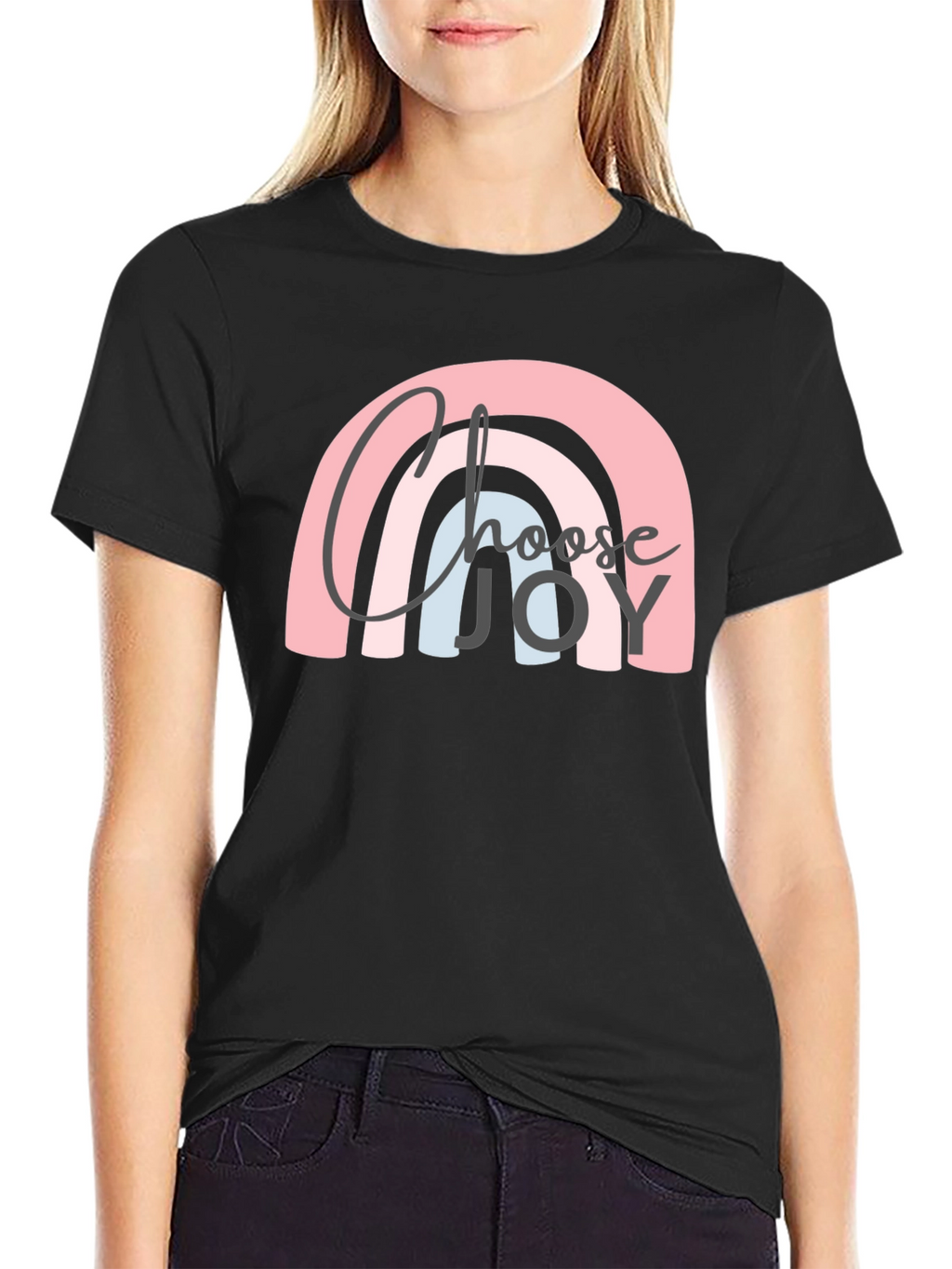 Choose Joy Rainbow Graphic Tee - Black