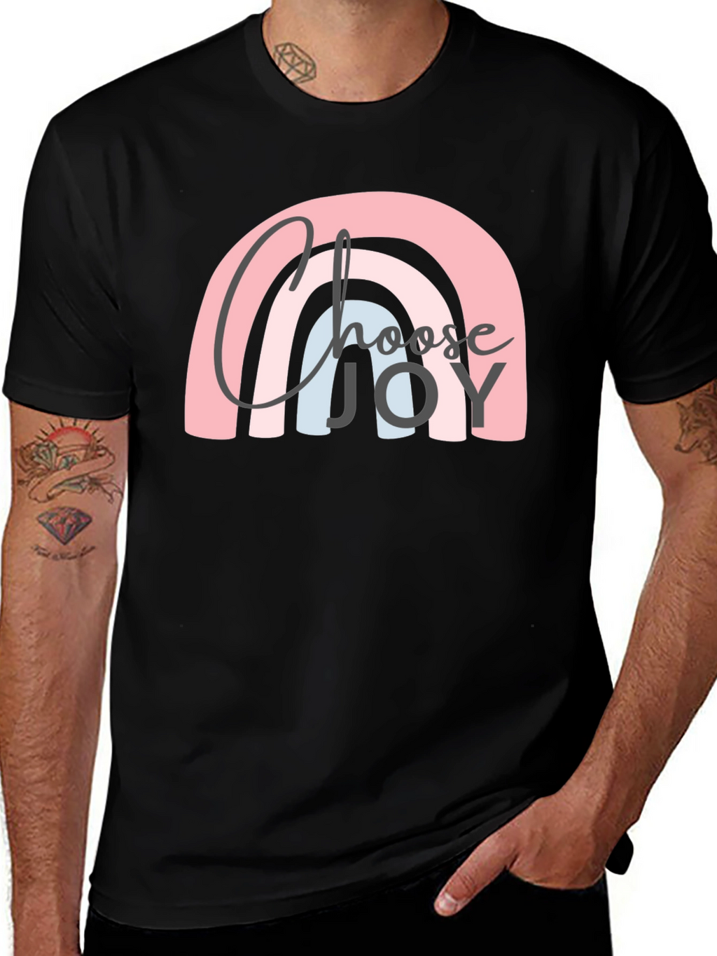 Choose Joy Rainbow Graphic Tee - Black