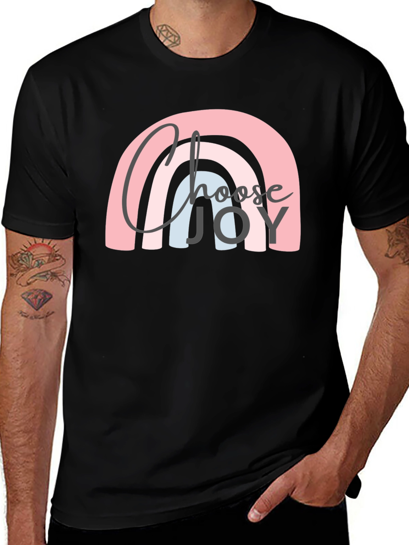 Choose Joy Rainbow Graphic Tee - Black