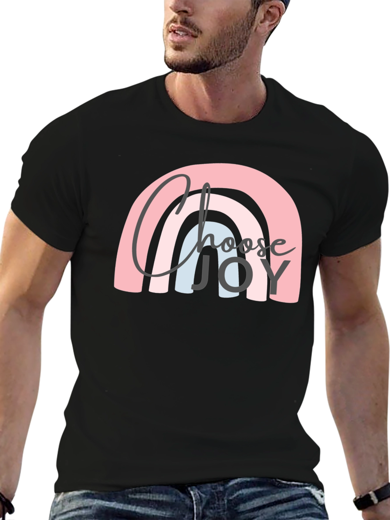 Choose Joy Rainbow Graphic Tee - Black