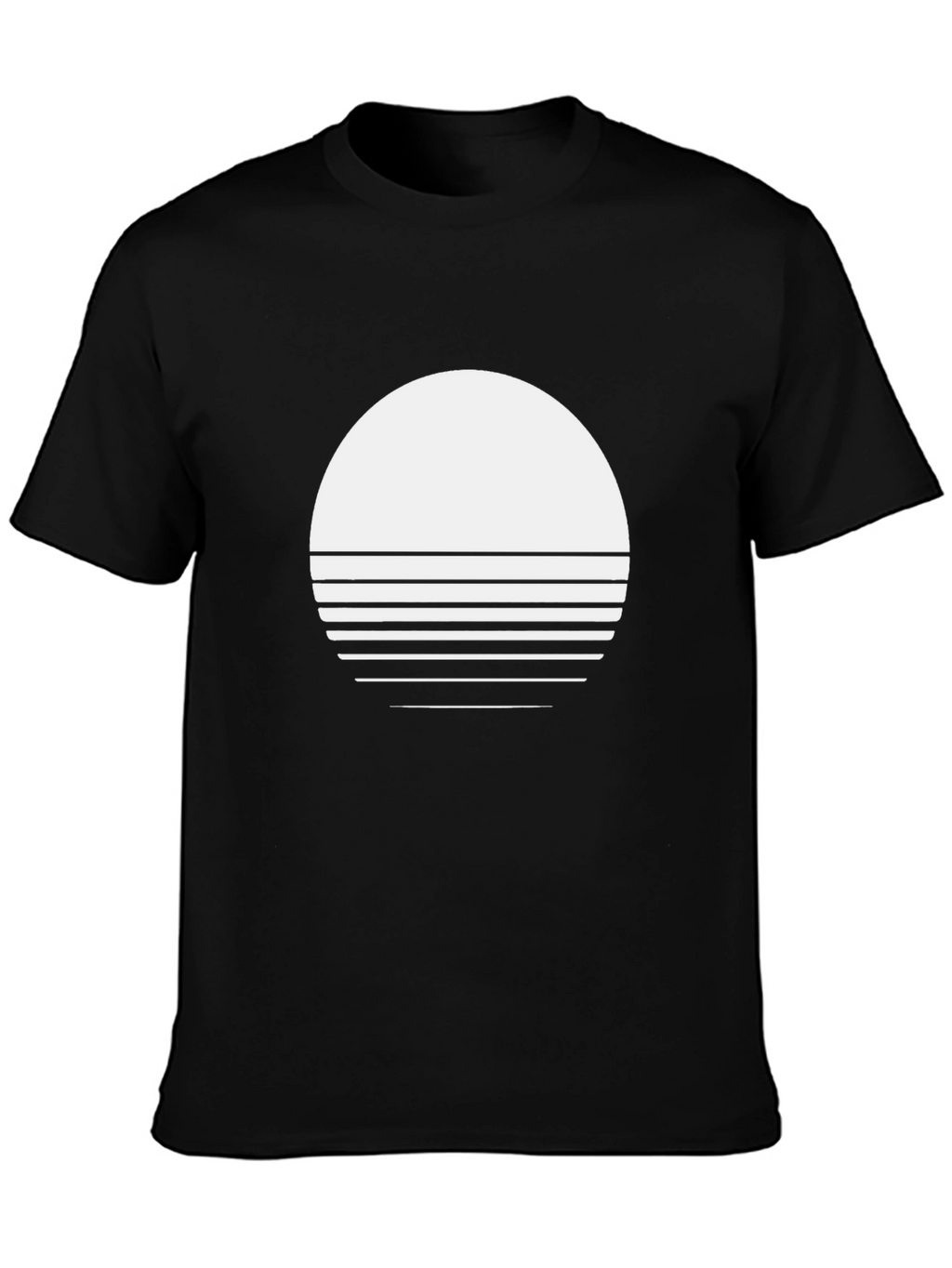 Retro Sunset Graphic Tee - Black Cotton Blend