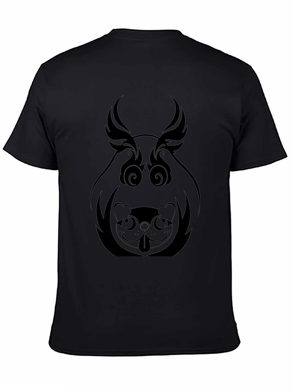 Abstract Dog Graphic Tee - Black Cotton