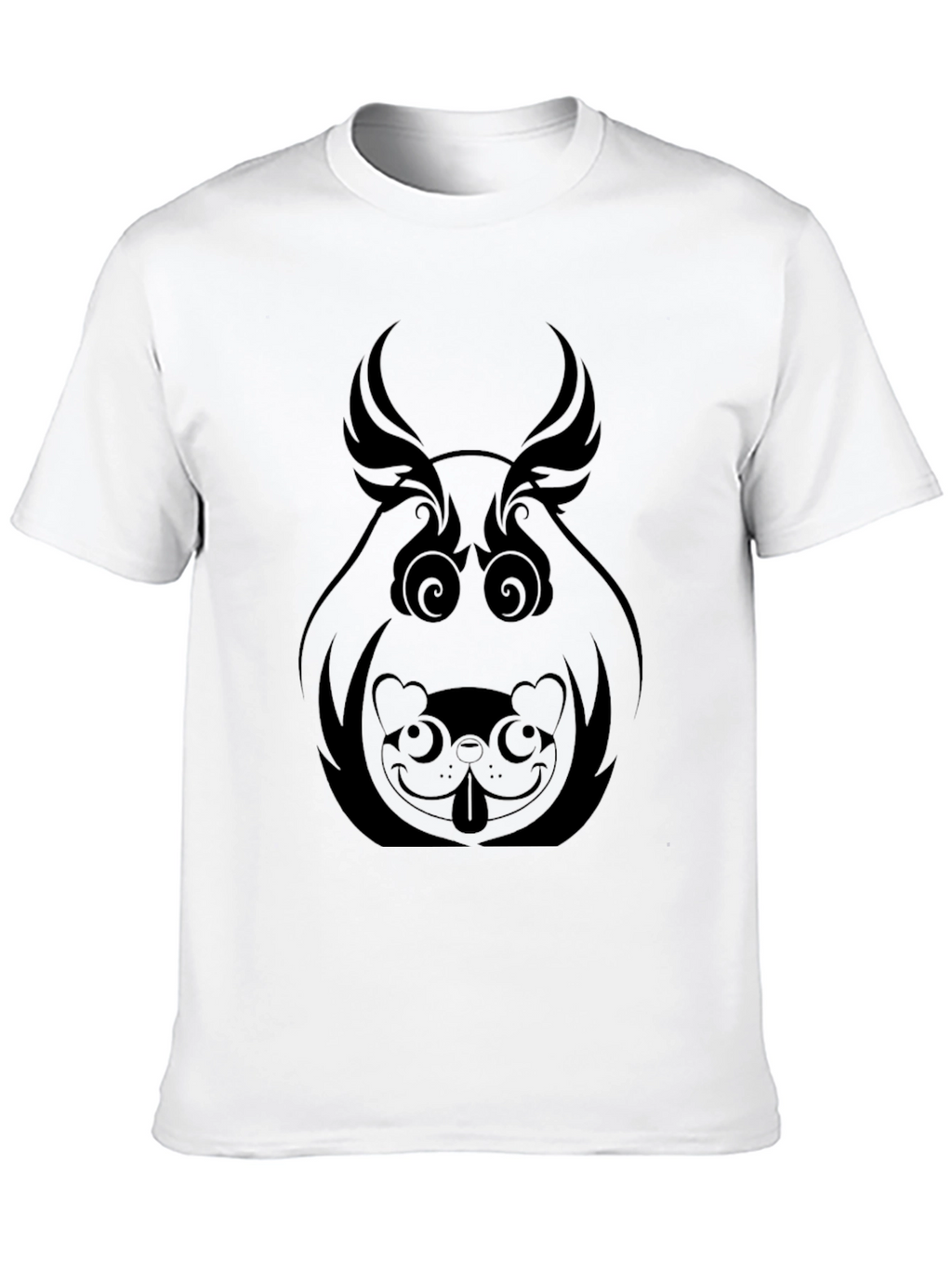 Abstract Dog Graphic Tee - Black Cotton