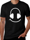 Headphone Smile Black T-Shirt