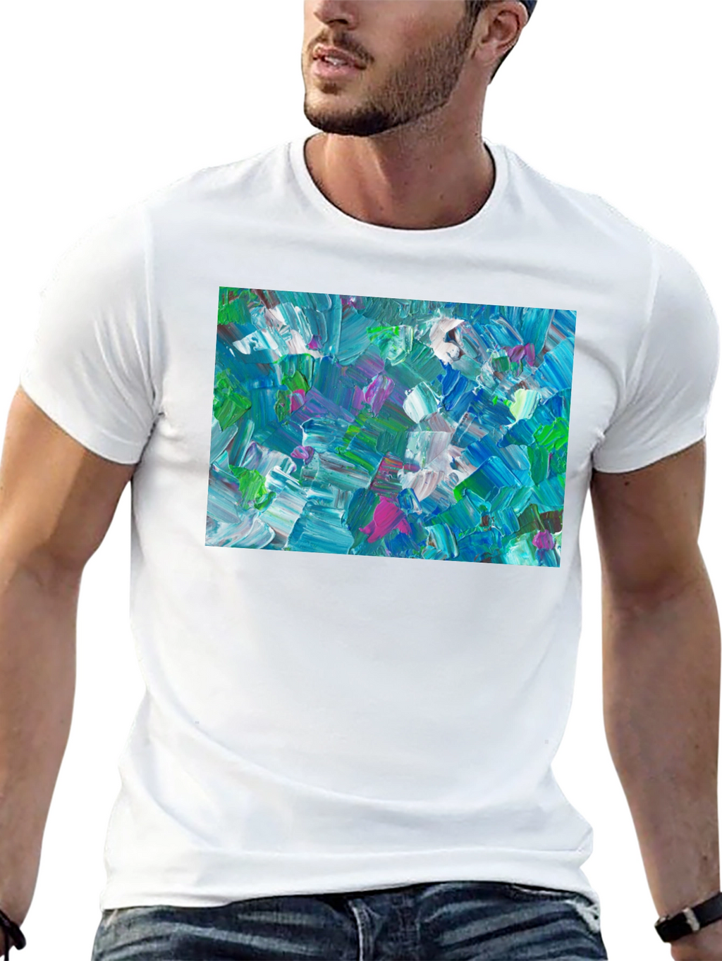 Abstract Art T-Shirt - Bold Brushstroke Design