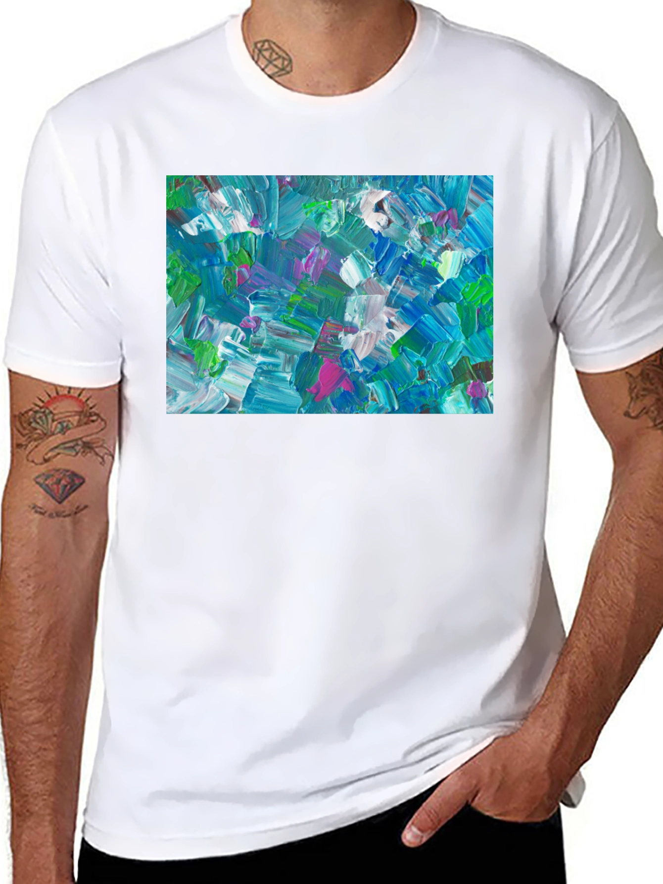 Abstract Art T-Shirt - Bold Brushstroke Design