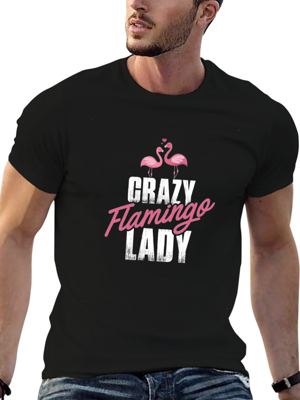 Crazy Flamingo Lady Graphic T-Shirt