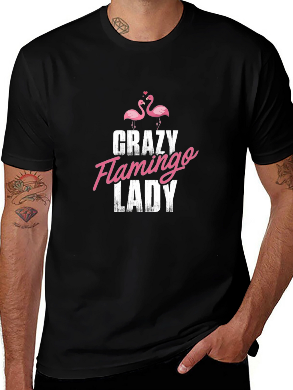 Crazy Flamingo Lady Graphic T-Shirt