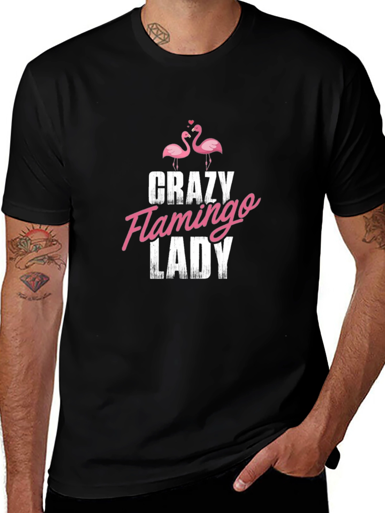 Crazy Flamingo Lady Graphic T-Shirt