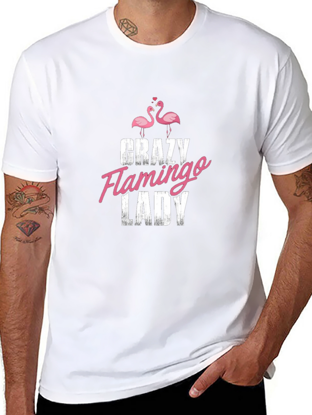 Crazy Flamingo Lady Graphic T-Shirt