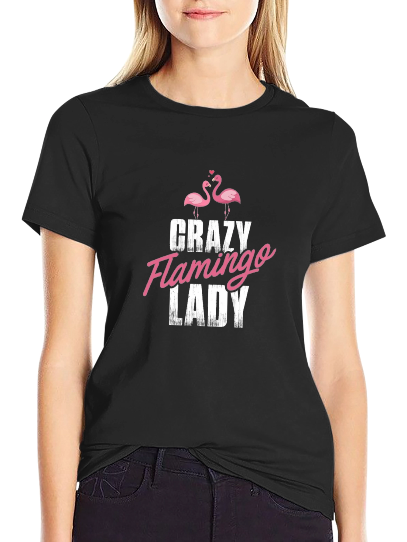 Crazy Flamingo Lady Graphic T-Shirt