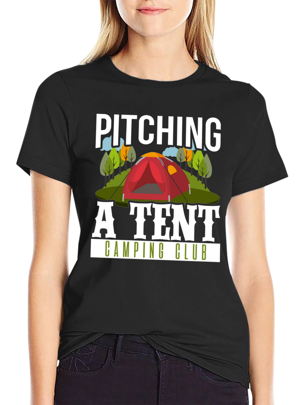 Pitching a Tent Camping Club Graphic T-Shirt