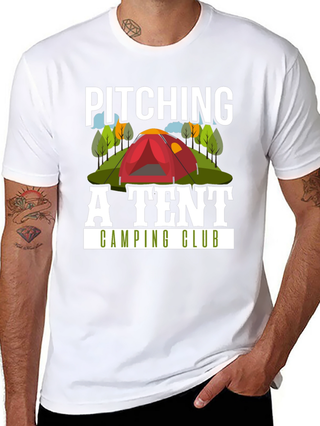 Pitching a Tent Camping Club Graphic T-Shirt