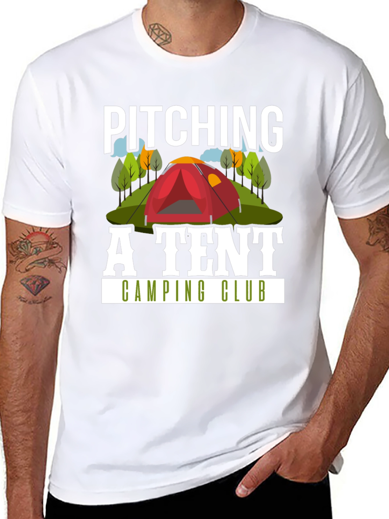 Pitching a Tent Camping Club Graphic T-Shirt