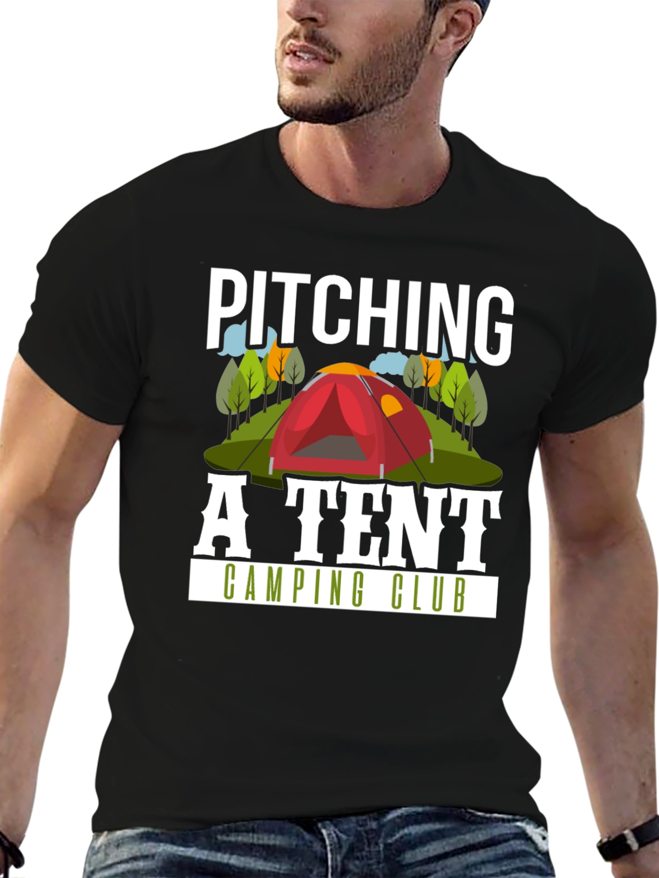 Pitching a Tent Camping Club Graphic T-Shirt