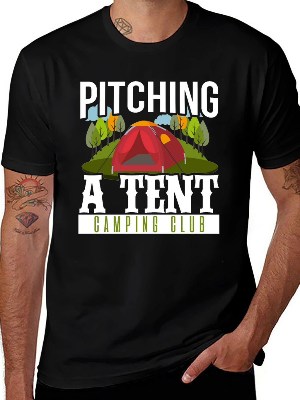 Pitching a Tent Camping Club Graphic T-Shirt
