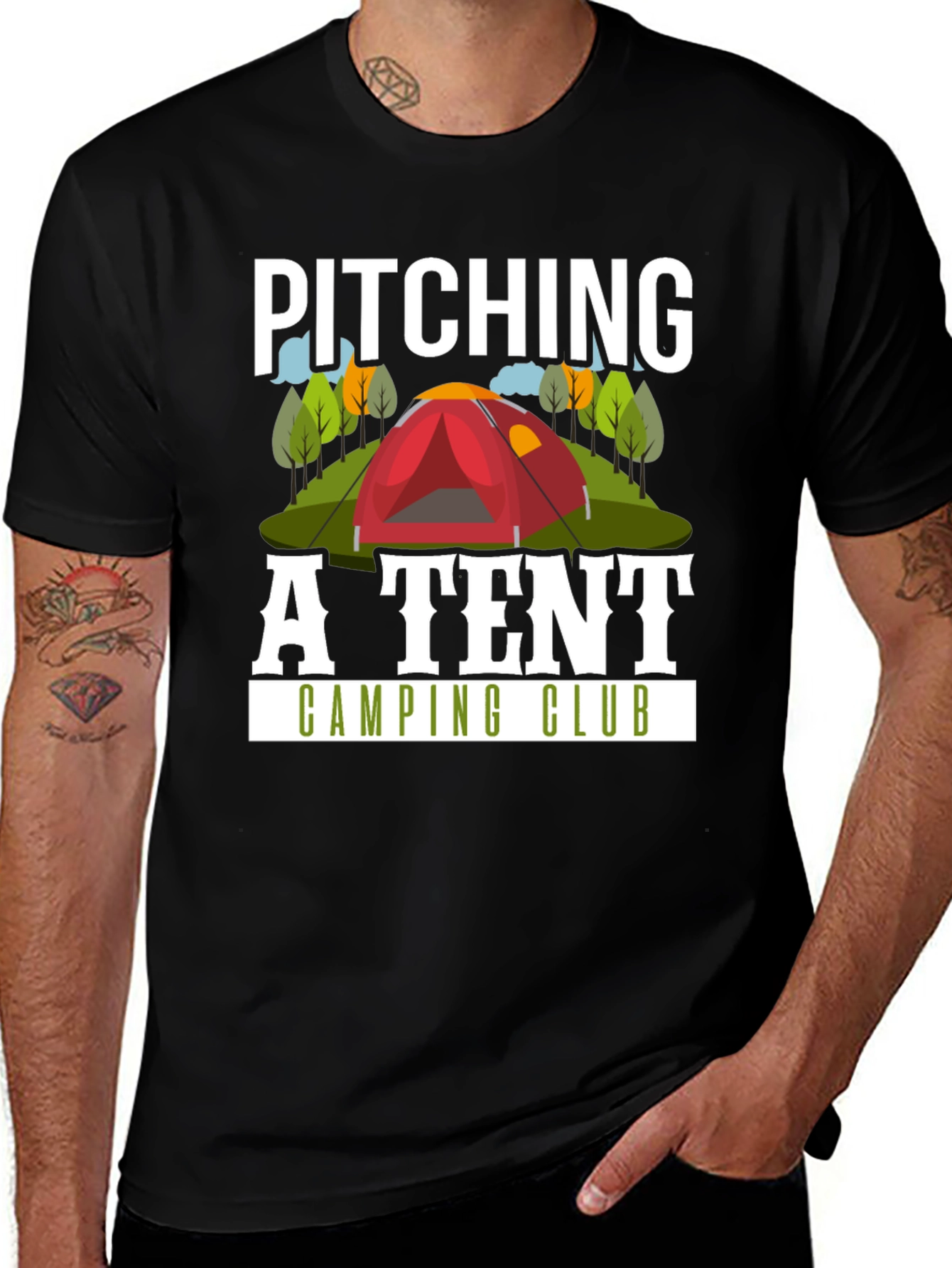 Pitching a Tent Camping Club Graphic T-Shirt
