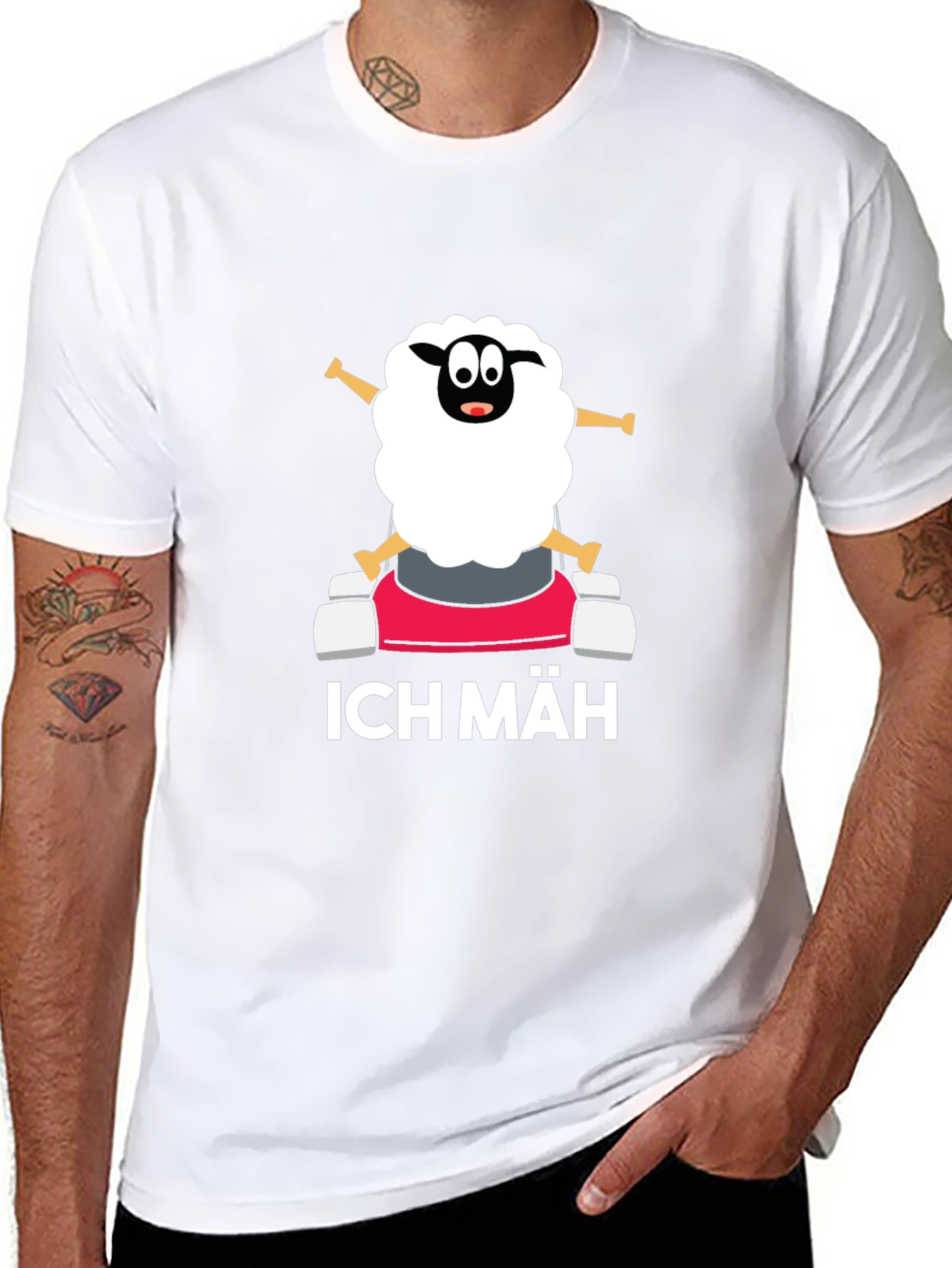 Ich Mäh Sheep T-Shirt - Funny Lawn Mowing Tee