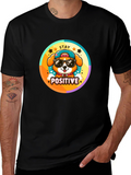 Stay Positive Dog T-Shirt - Trendy Cartoon Style