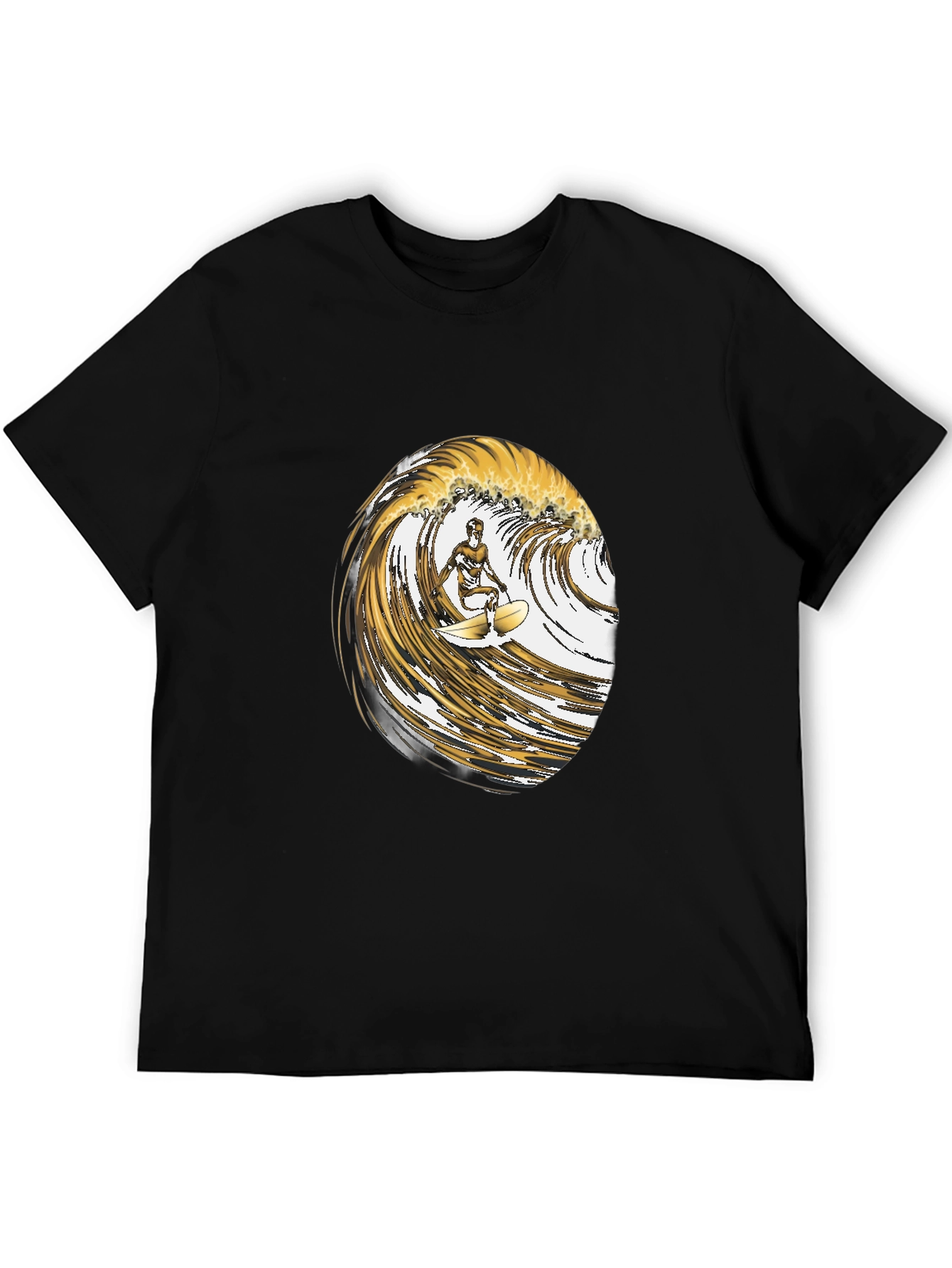 Surfer Wave Graphic Tee - Black