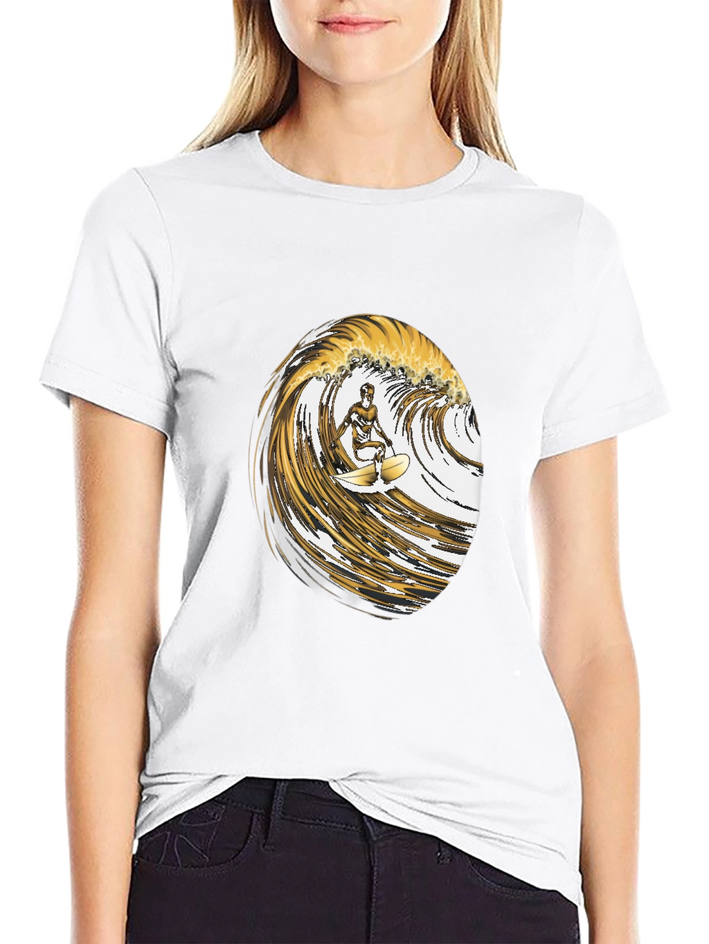 Surfer Wave Graphic Tee - Black