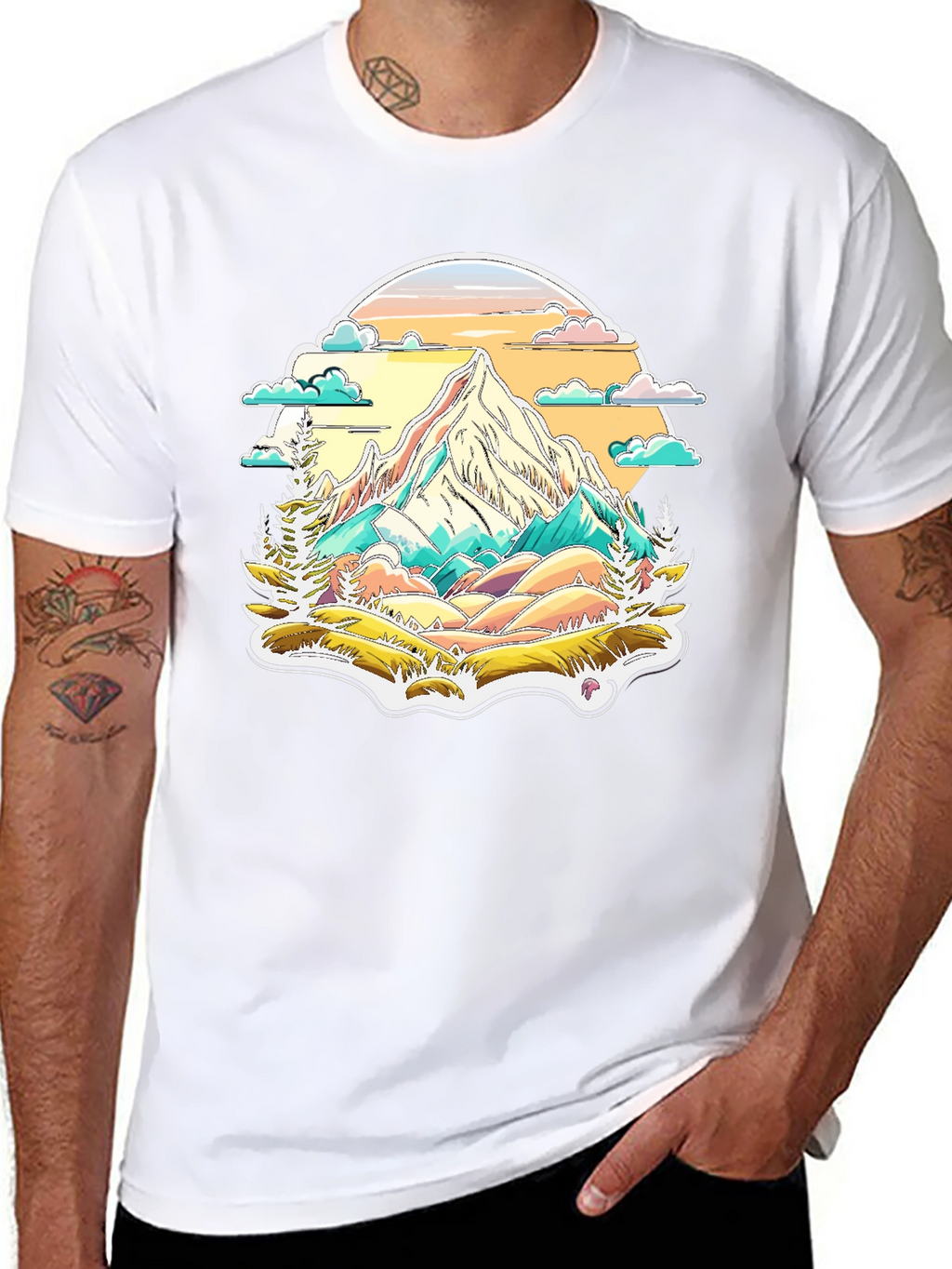 Mountain Scene Graphic Tee - Nature Lovers T-Shirt