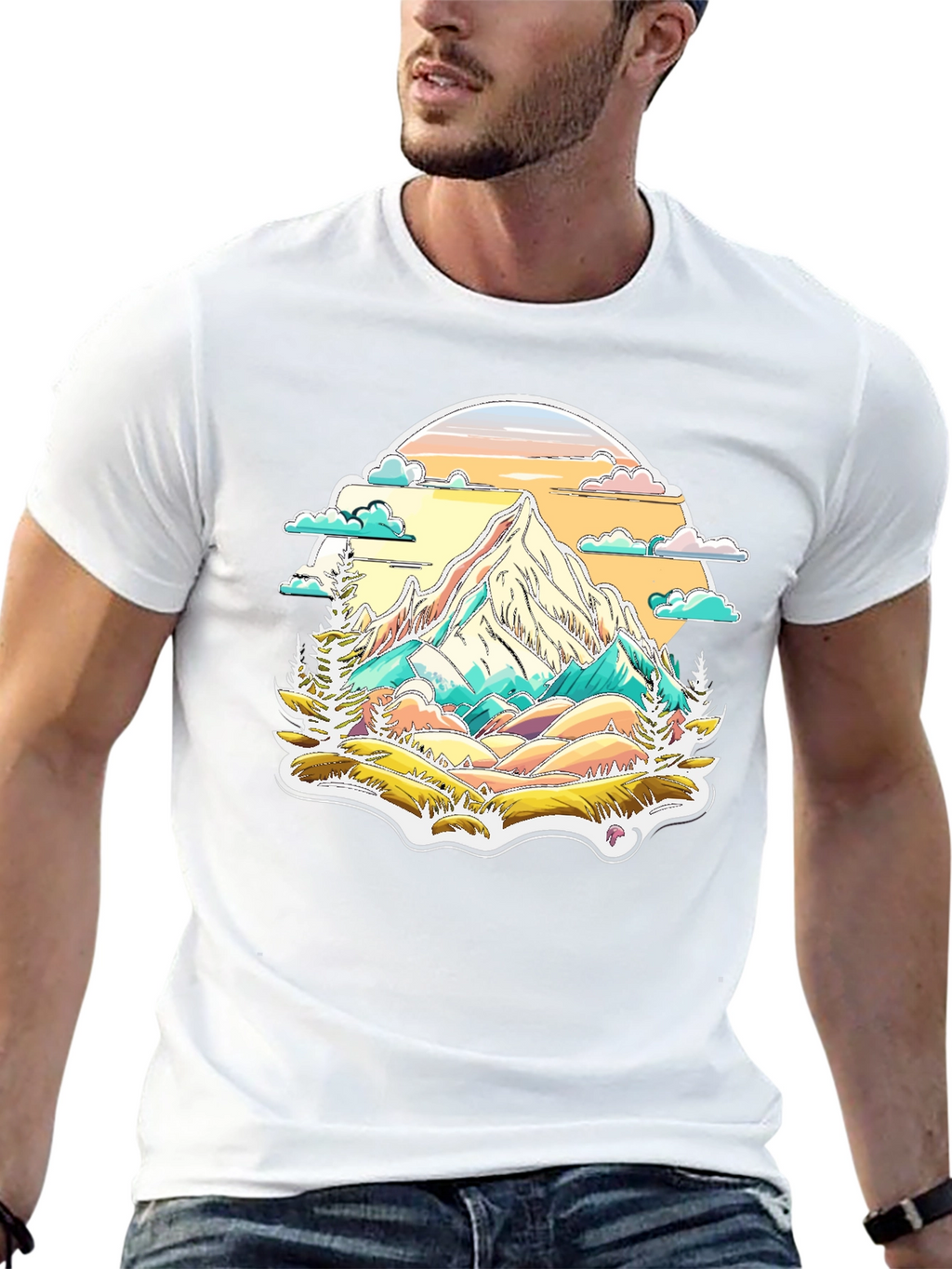 Mountain Scene Graphic Tee - Nature Lovers T-Shirt