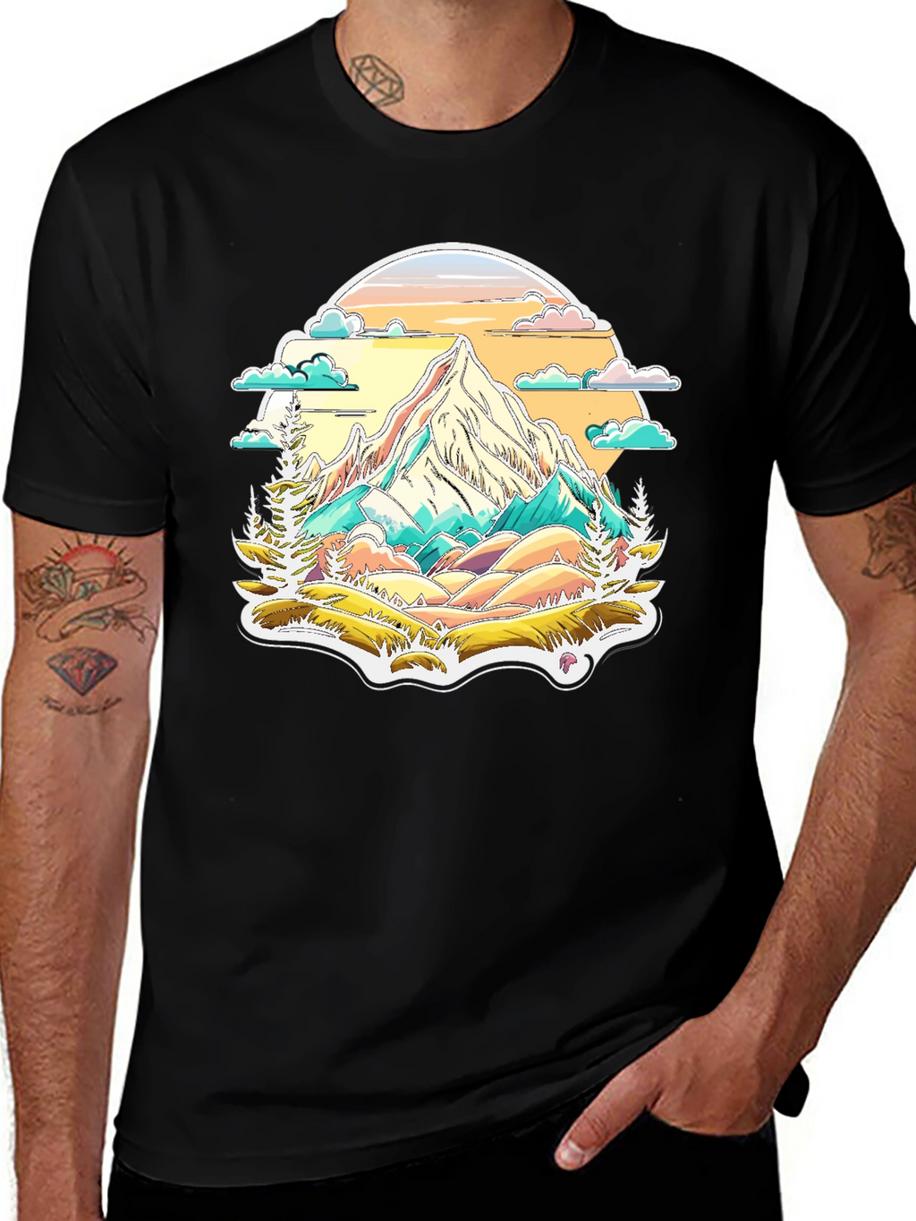 Mountain Scene Graphic Tee - Nature Lovers T-Shirt