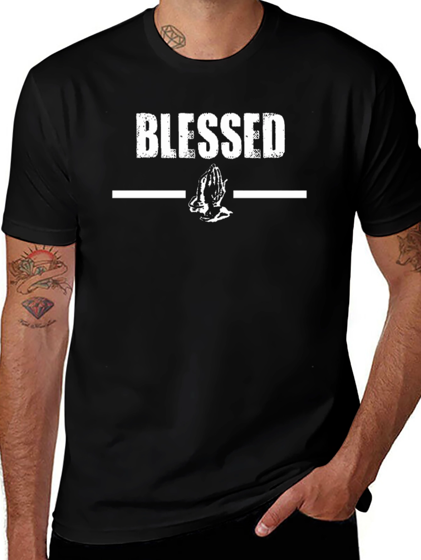 Blessed Graphic Print Black T-Shirt