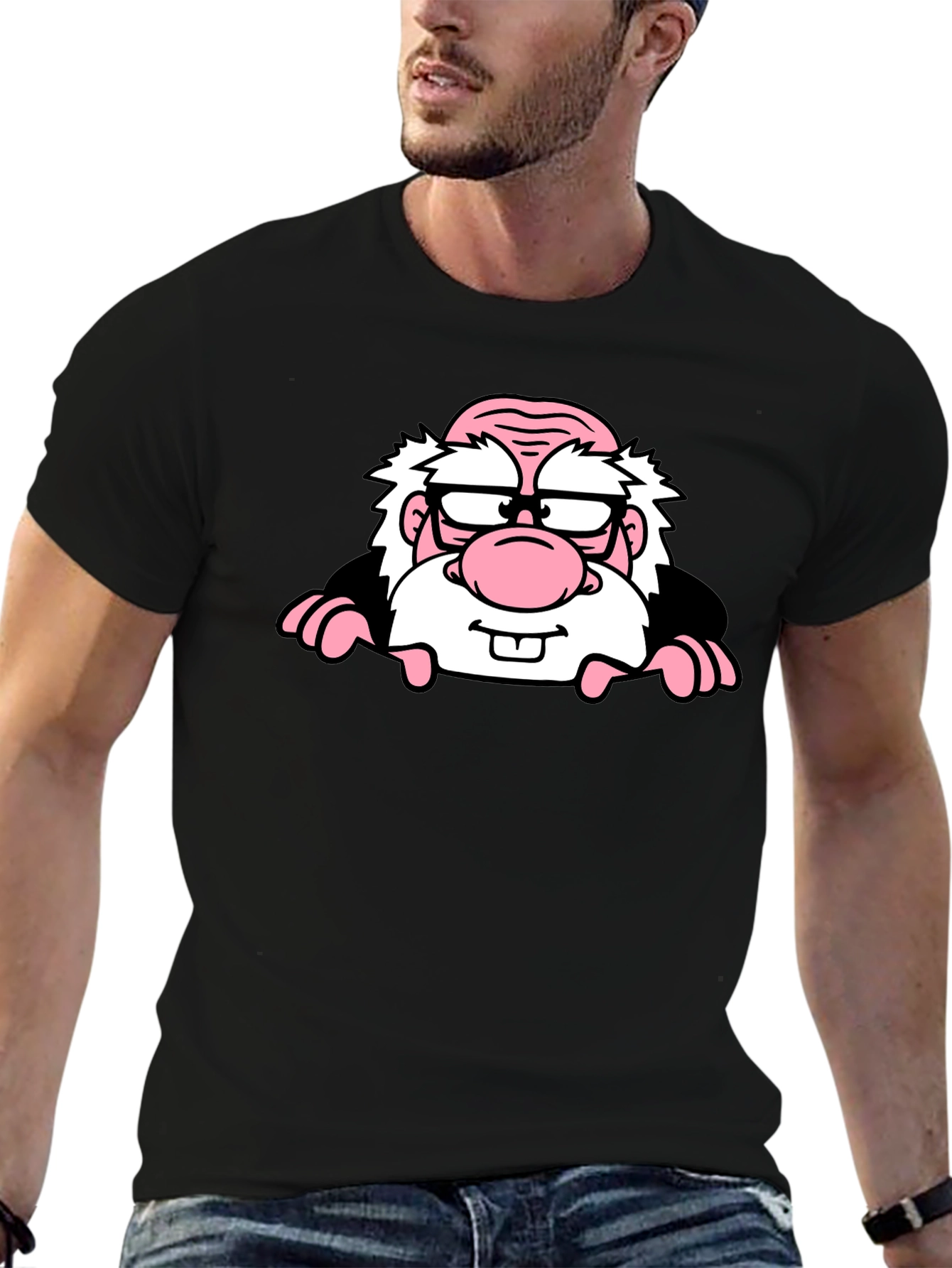 Cartoon Character Graphic Print Black T-Shirt