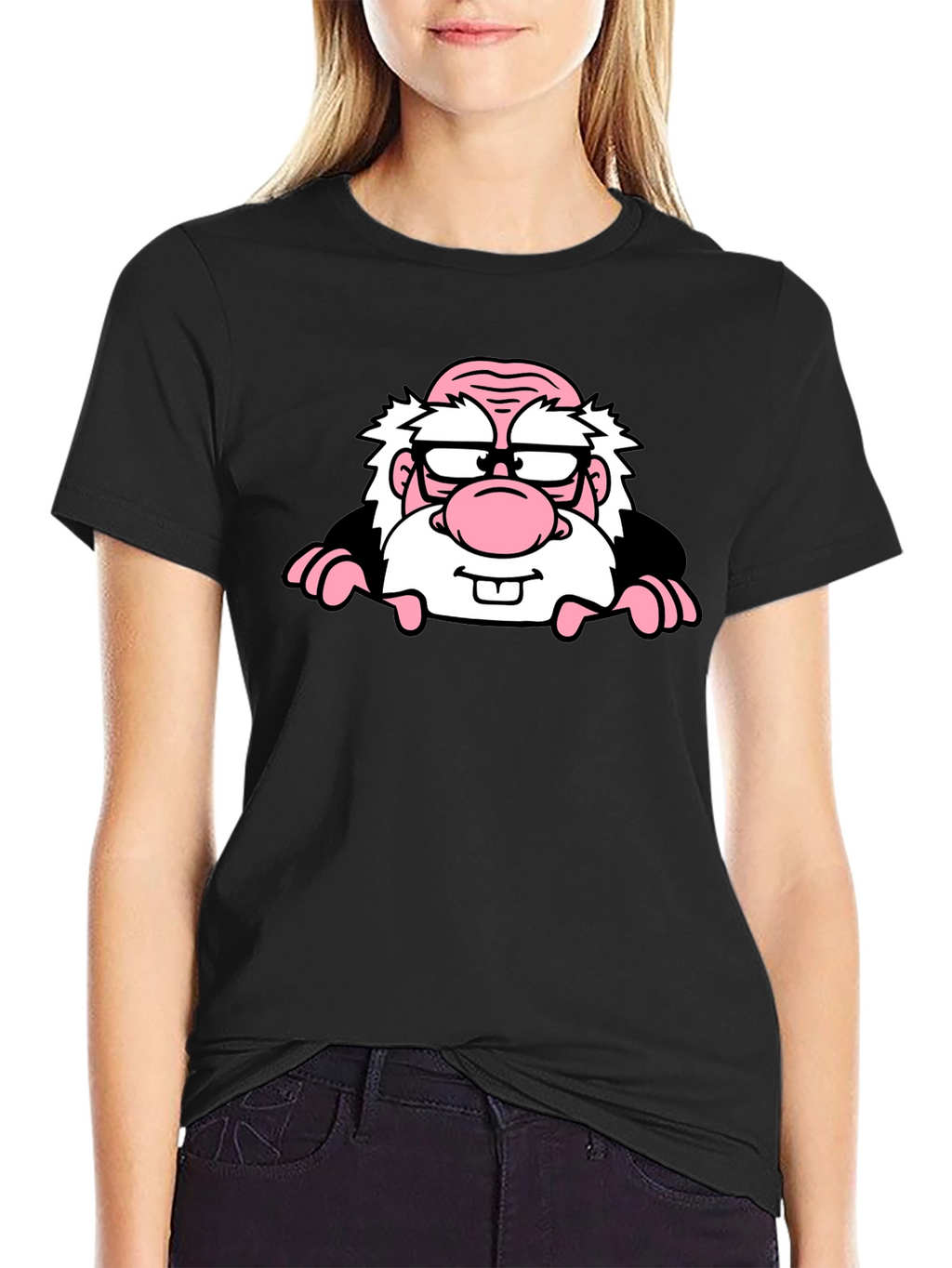 Cartoon Character Graphic Print Black T-Shirt