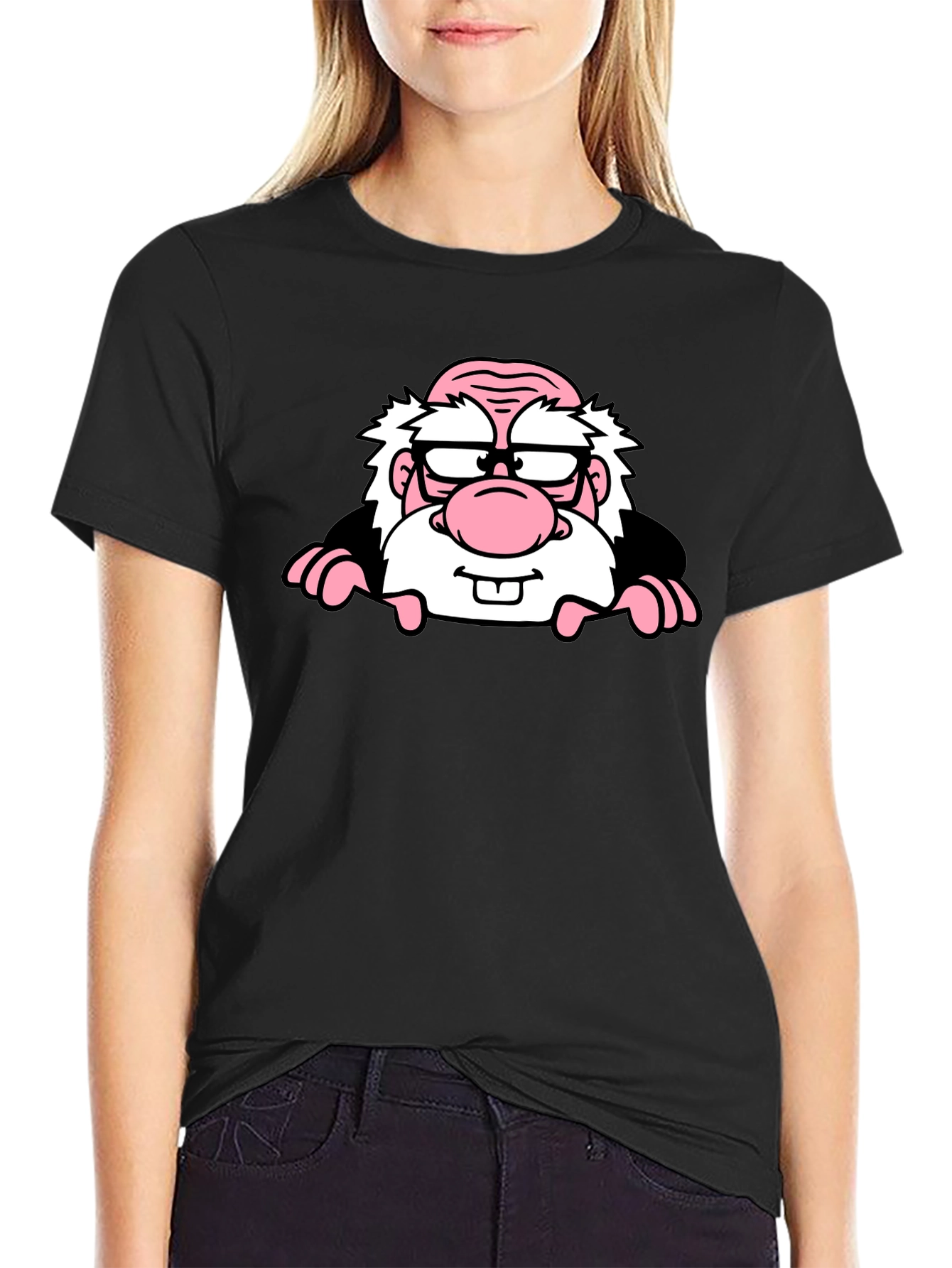 Cartoon Character Graphic Print Black T-Shirt
