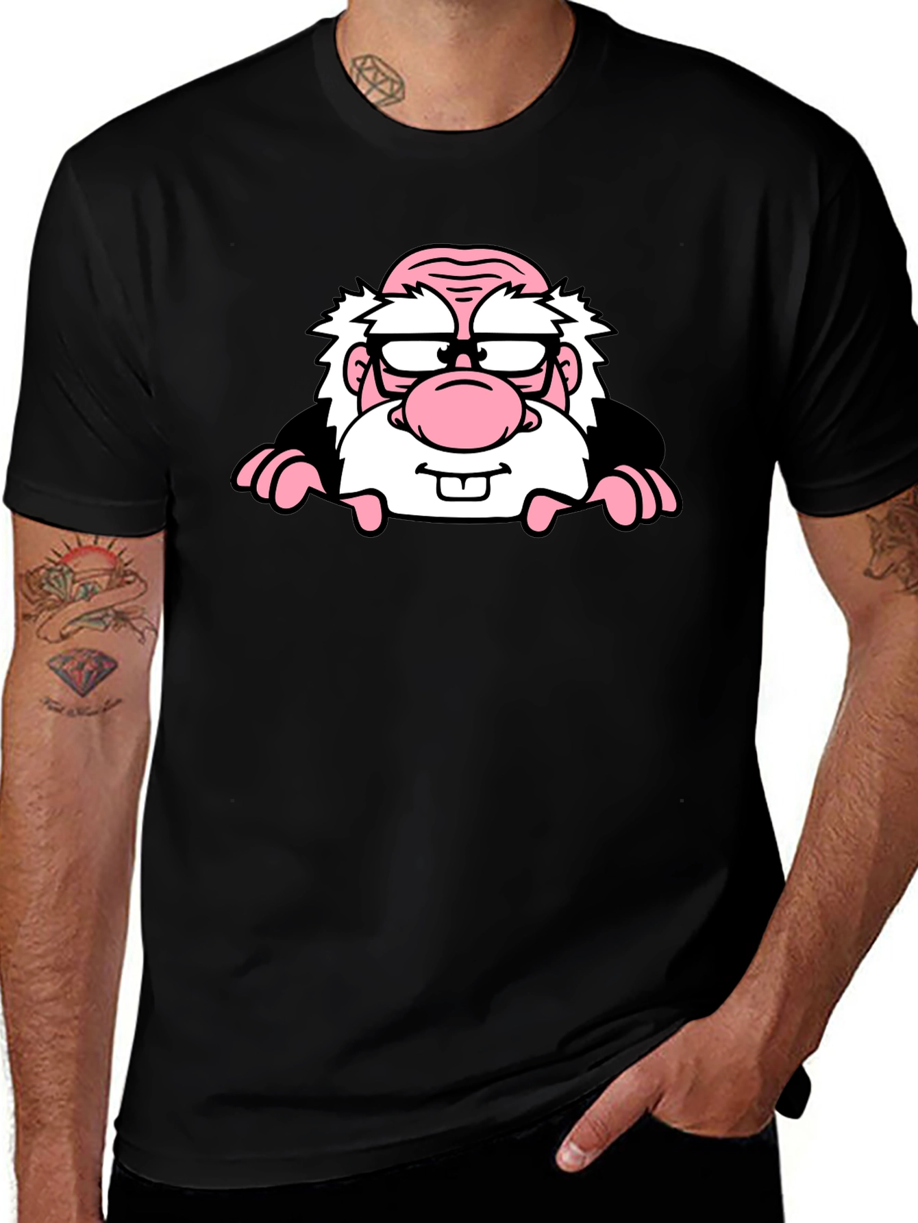 Cartoon Character Graphic Print Black T-Shirt
