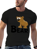 Cartoon Bear Graphic Black T-Shirt