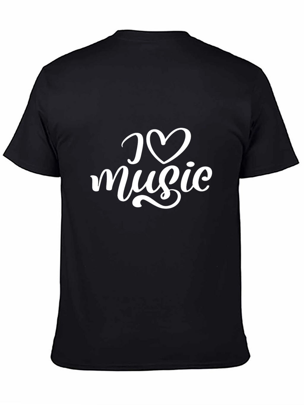 I Love Music Graphic Print Black T-Shirt
