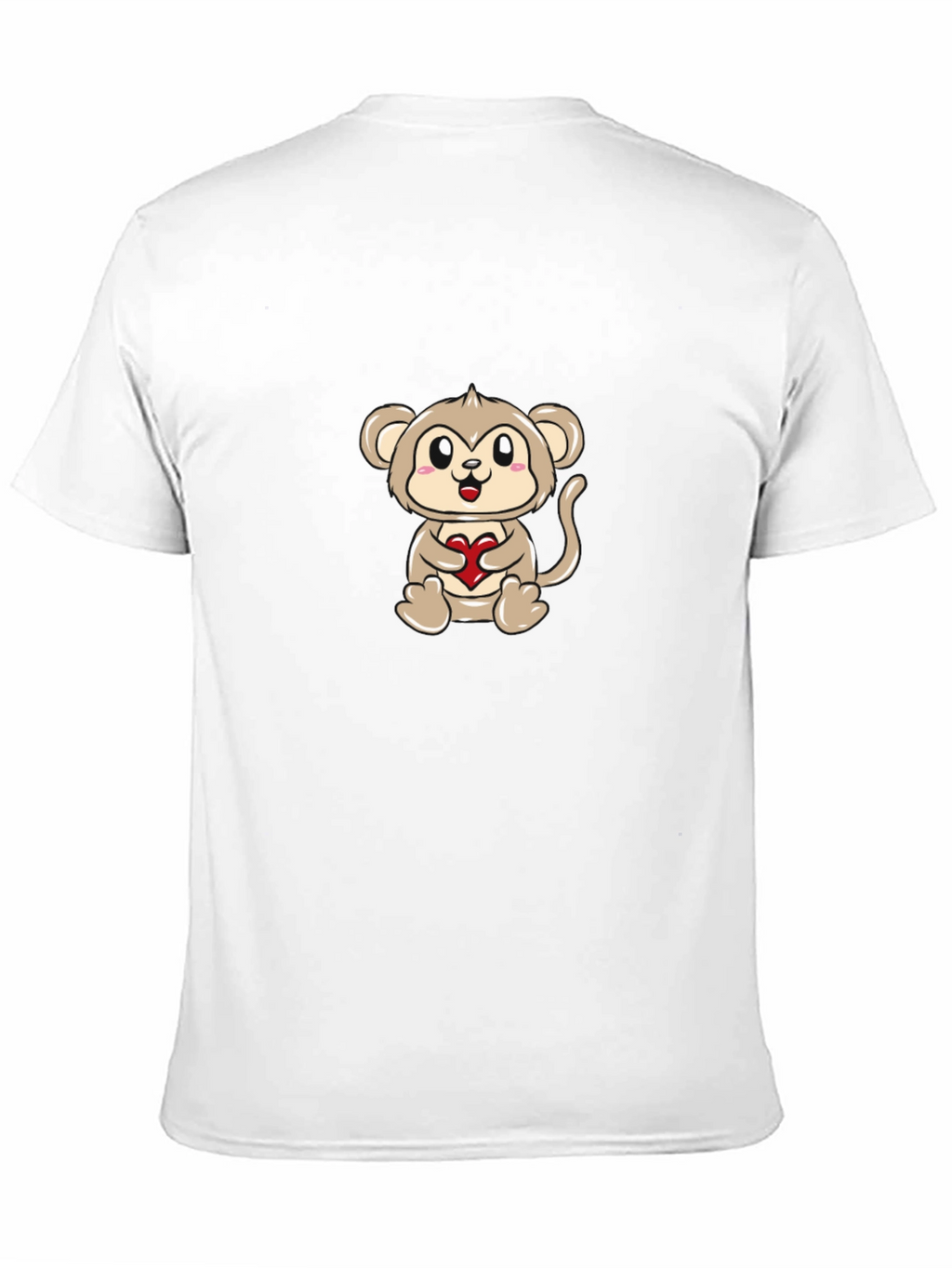 Cute Monkey Holding Heart - Graphic T-Shirt
