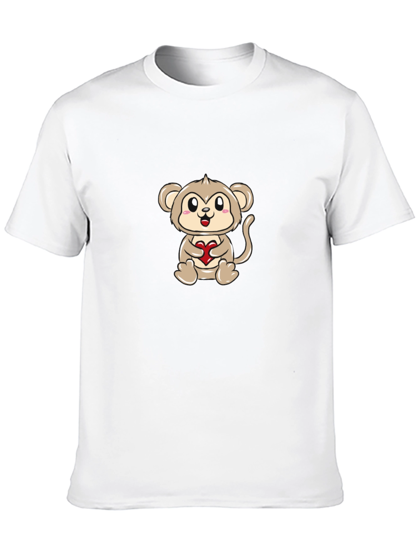 Cute Monkey Holding Heart - Graphic T-Shirt