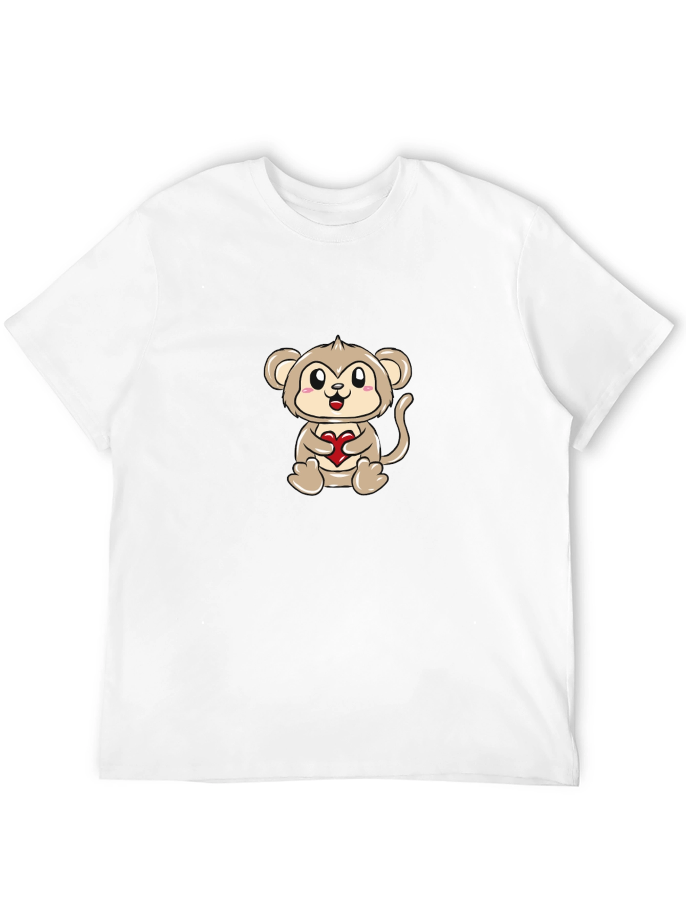 Cute Monkey Holding Heart - Graphic T-Shirt