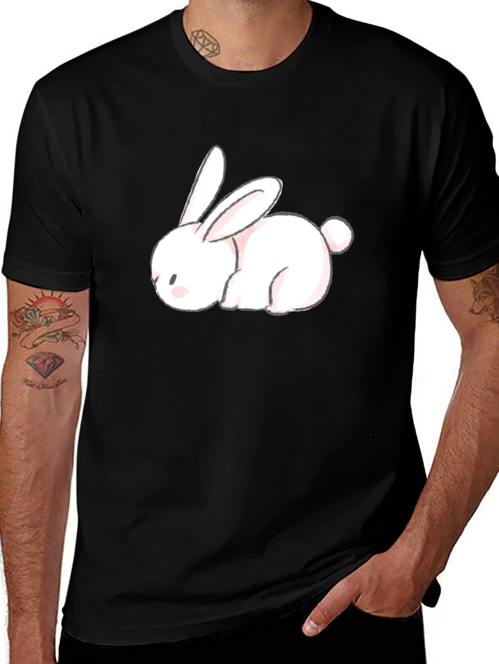 Cute Bunny Black T-Shirt