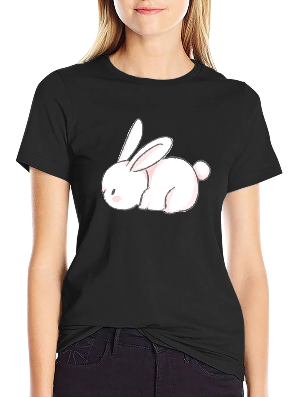 Cute Bunny Black T-Shirt