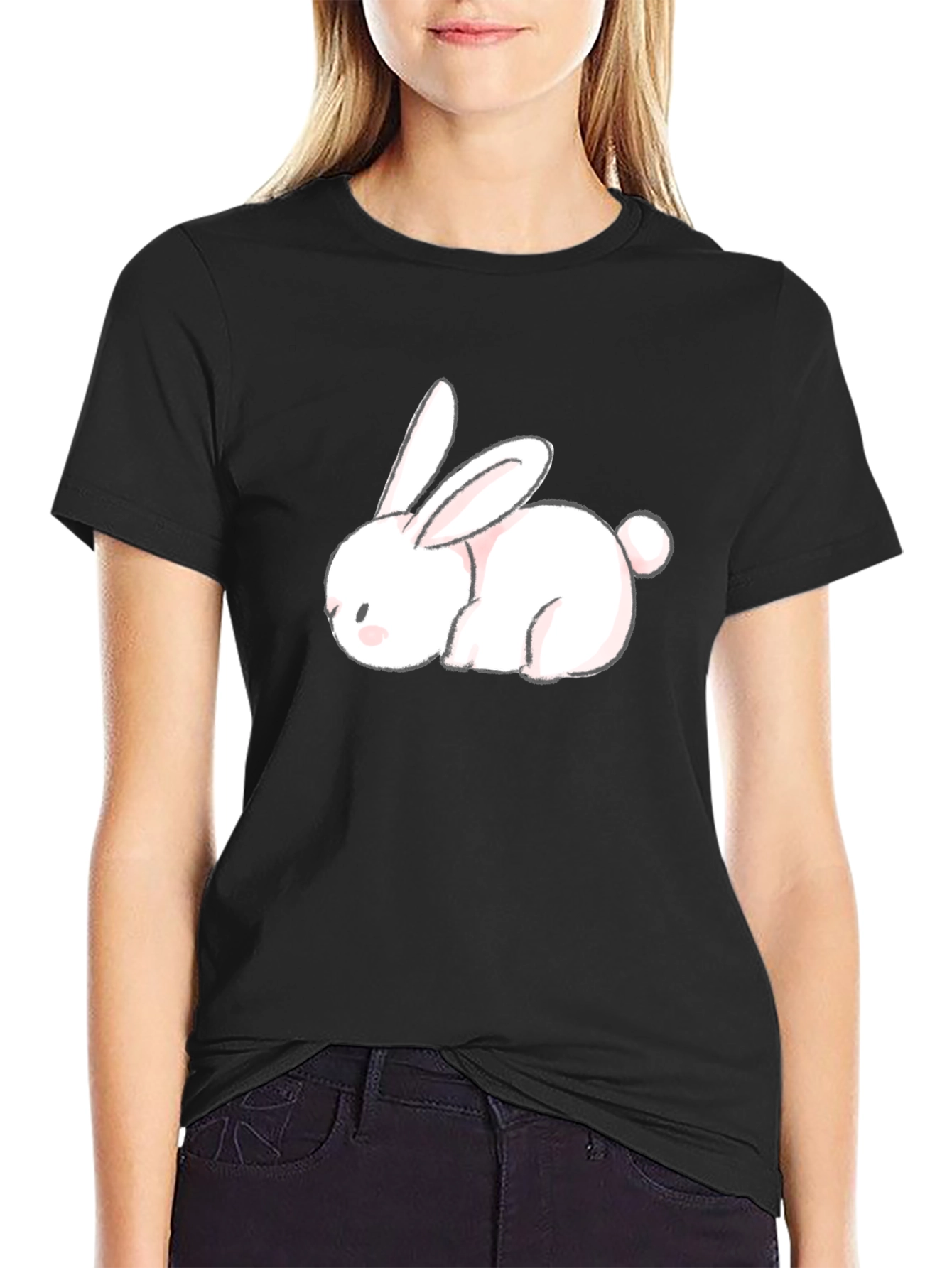 Cute Bunny Black T-Shirt