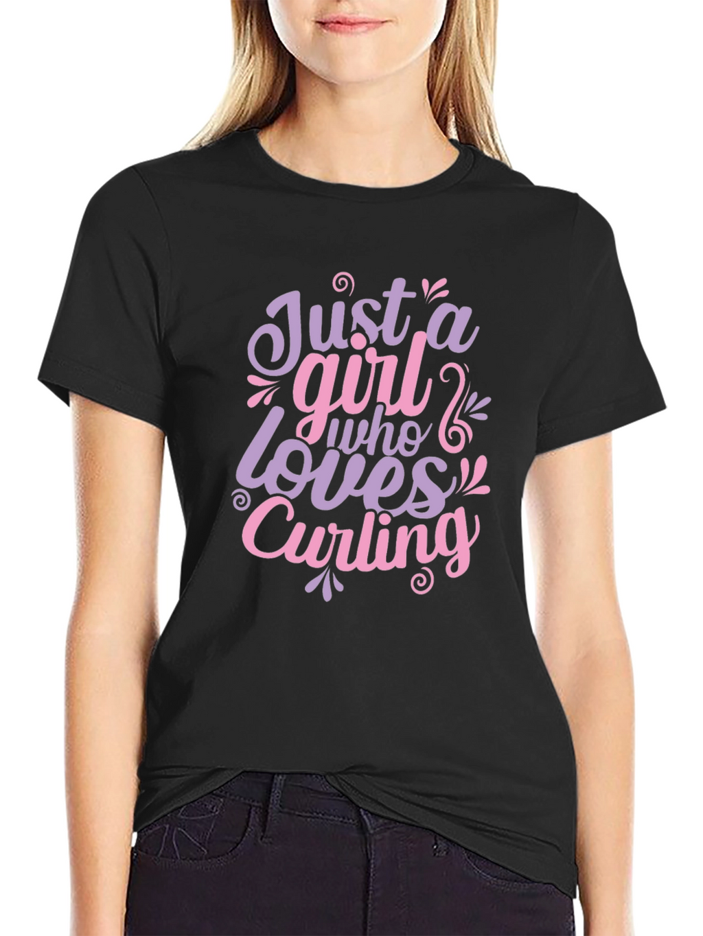 Just A Girl Who Loves Curling T-Shirt
