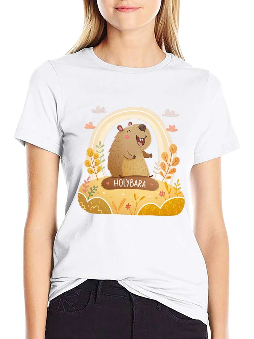 Holybara Graphic Tee - Cute Cartoon Design