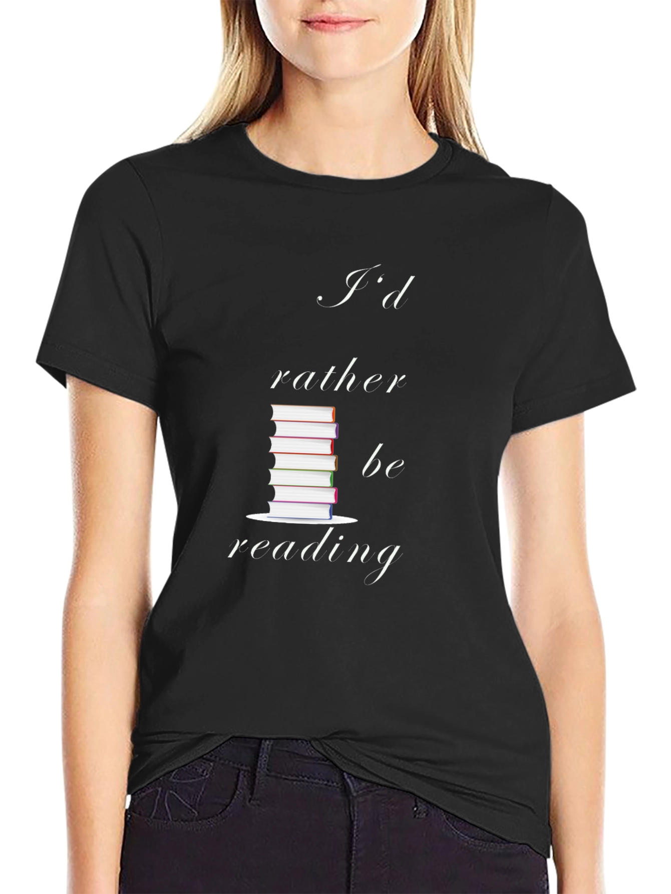 Id Rather Be Reading Black Graphic T-Shirt