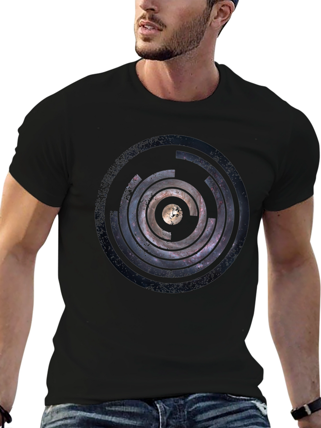 Cosmic Circle Graphic Black T-Shirt
