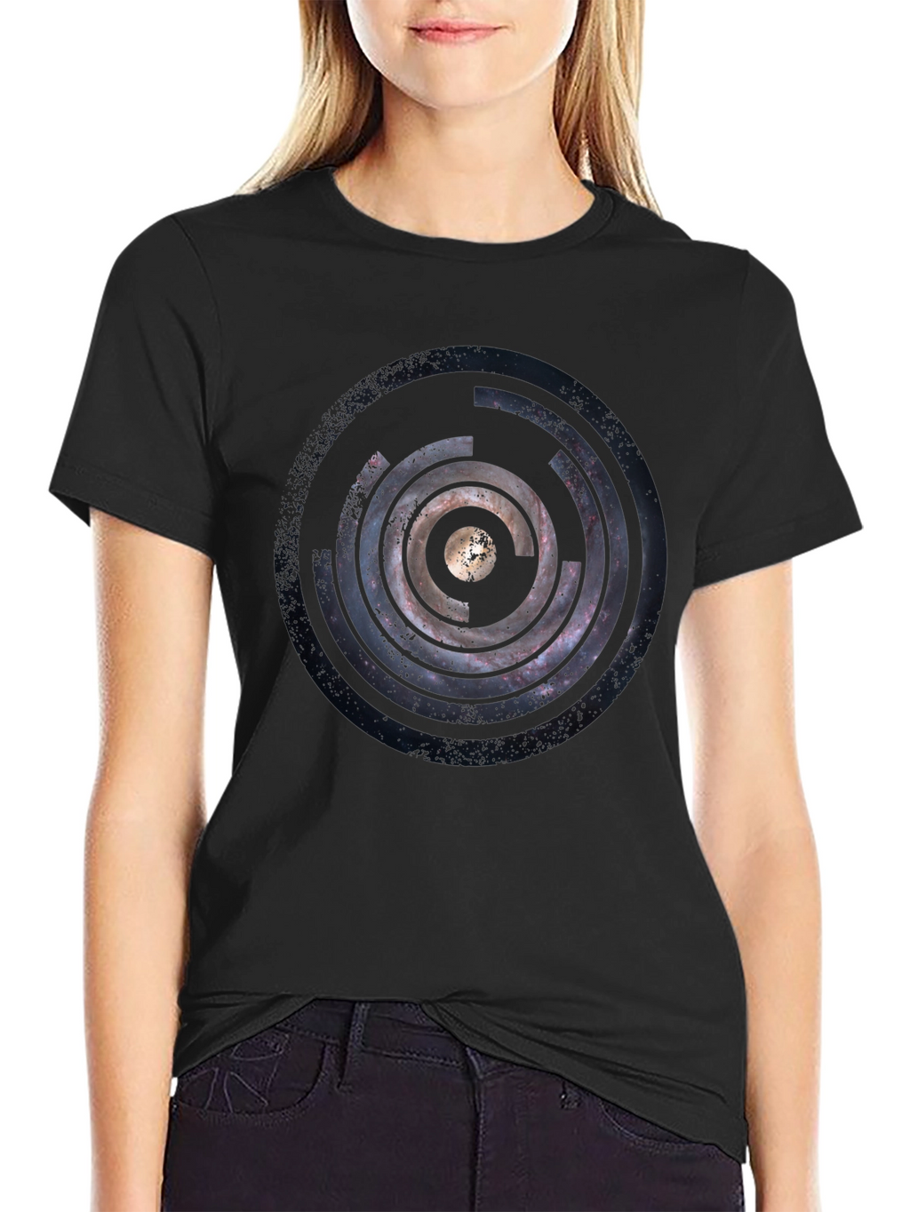 Cosmic Circle Graphic Black T-Shirt