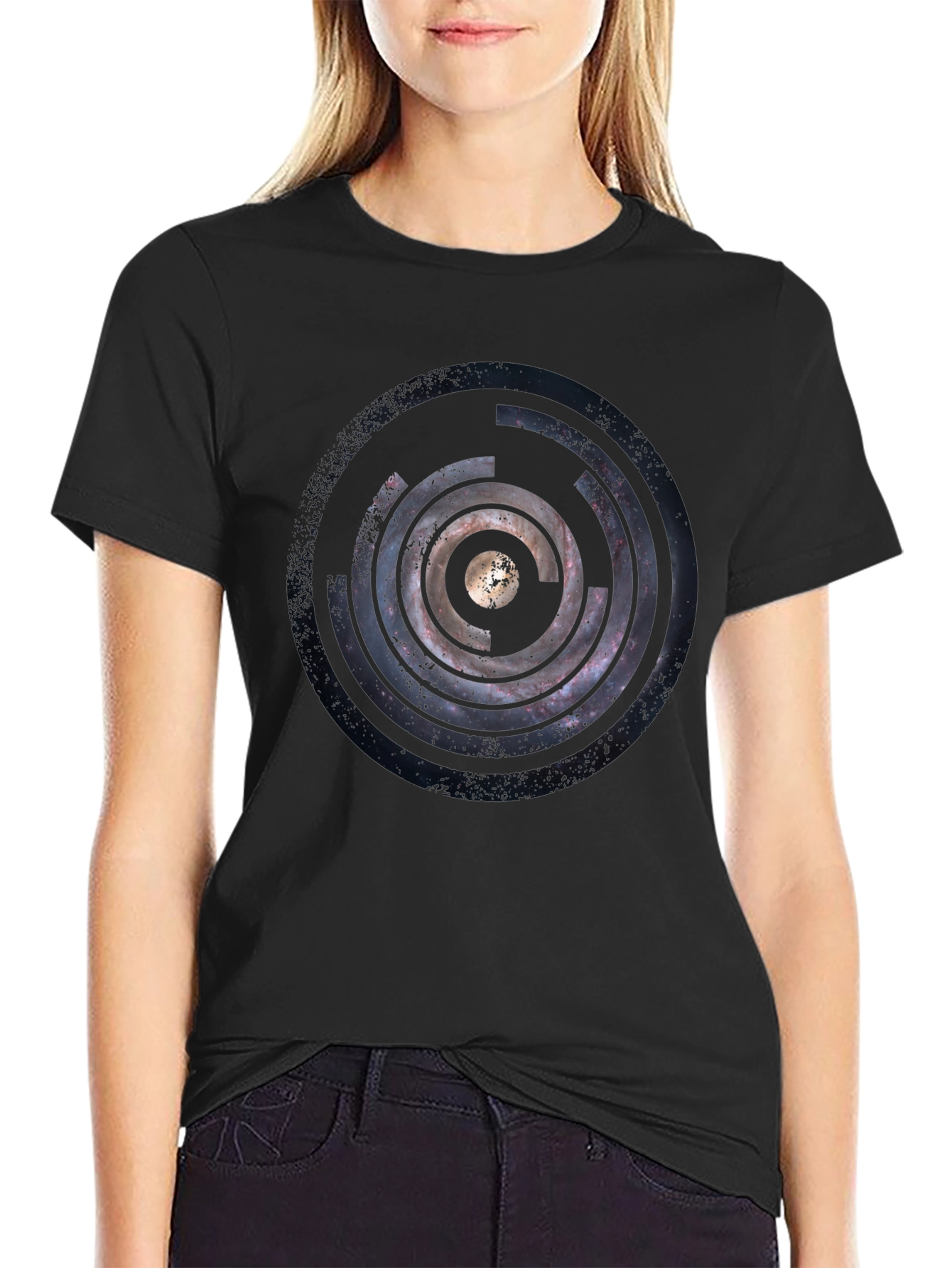 Cosmic Circle Graphic Black T-Shirt
