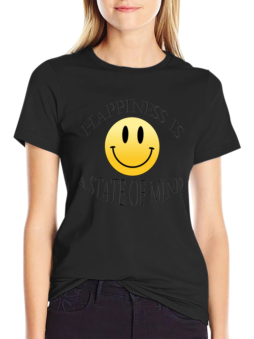 Happiness State of Mind Black T-Shirt
