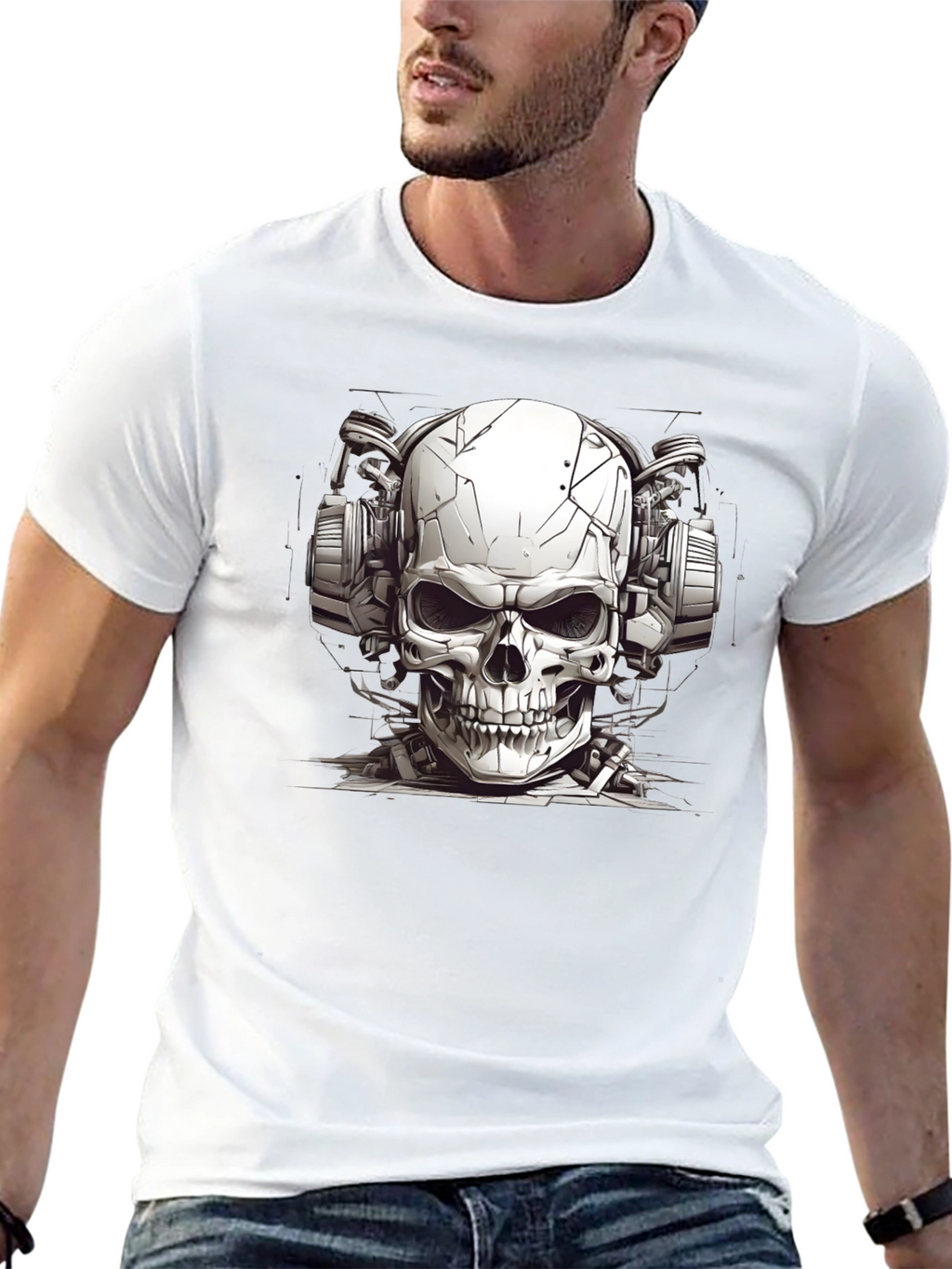 Skull Headphones Graphic Tee - Edgy Style